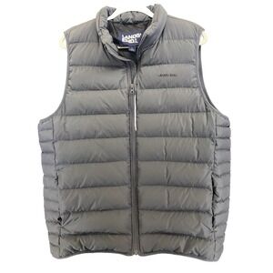 Land's End Vest Men's L Down Puffer Gray Full Zip 600 Fill 42-44 EUC
